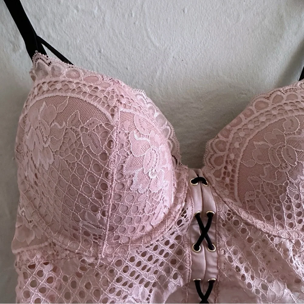 La Senza Pink Lace Corset Bra Top Size L - Picture 2 of 6